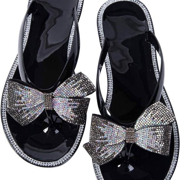 NWOT - Flip Flops with Rhinestones and Bows. - Picture 2 of 5
